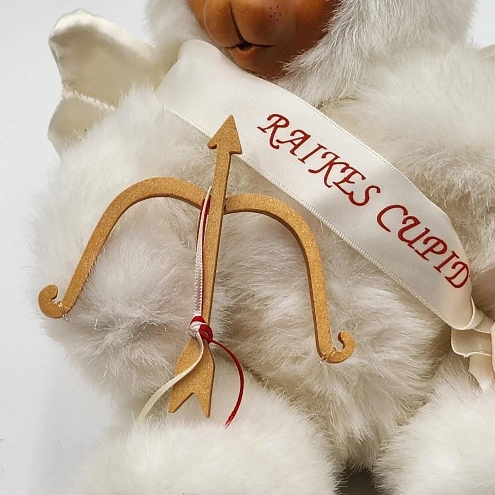 Vintage‎ 1990 Robert Raikes Cupid Bear Angel Wings Wood Face Plush With Tag 9
